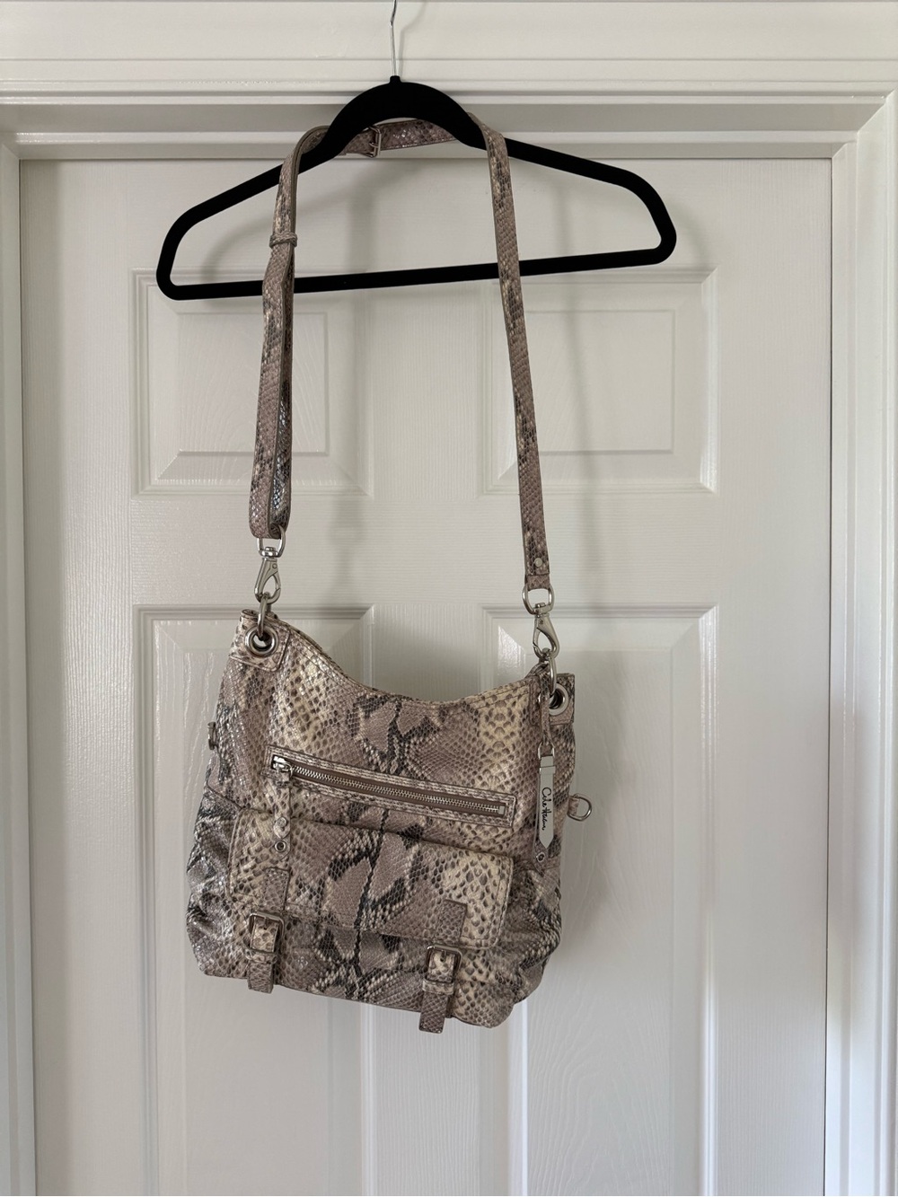 Cole Haan Snake-Print Crossbody Bag - Taupe